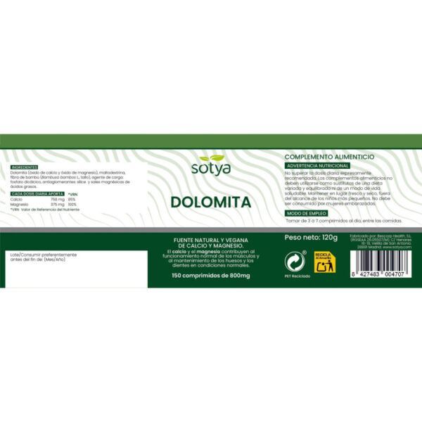 dolomita-800-mg-150-comprimidos-sotya-2.jpg Dolomita 800 mg 150 Comprimidos Sotya