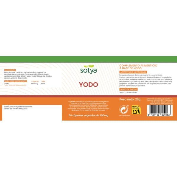 Yodo 450 mg 60 Cápsulas Sotya
