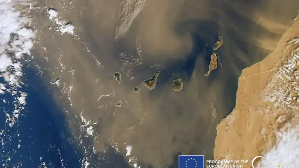 Copernicus - Episodio de calima en en archipiélago canario foto satélite