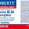 Complejo de Vitaminas B-50 Lamberts 60 tabletas detalle de la etiqueta