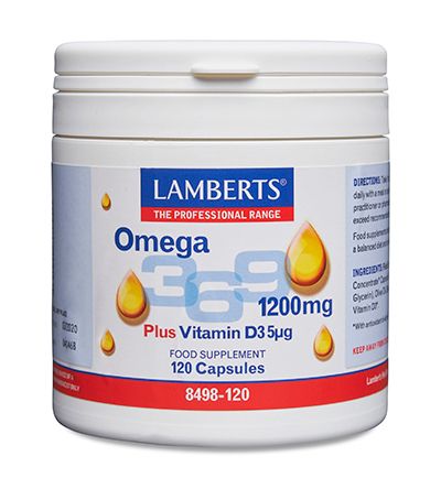 omega-3-6-9-lamberts-8498-120.jpg Omega 3-6-9 con Vitamina D3 Lamberts 120 cápsulas