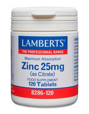 Zinc Lamberts 25 mg como Citrato 120 tabletas