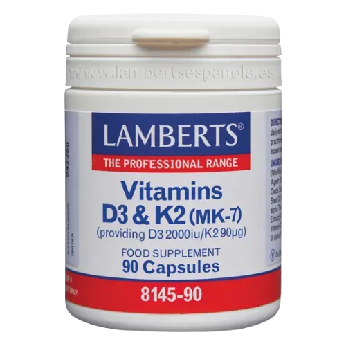 Vitaminas-D3-2000-UI-y-K2-90-mcg.webp Vitamina D3 2000 UI y K2 90 mcg Lamberts 90 cápsulas