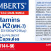 Vitamina D3 1000 UI y K2 90 mcg Lamberts 60 cápsulas detalle de la etiqueta Etiqueta del producto Vitamina D3 1000 UI y K2 90 mcg Lamberts 60 cápsulas
