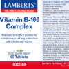 Complejo Vitaminas B-100 Lamberts 60 tabletas detalle de la etiqueta