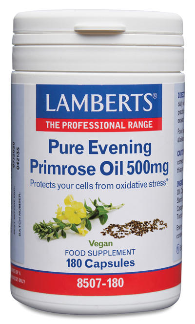 Aceite de Prímula u Onagra Puro 500 mg con Vitamina E Lamberts Aceite de Prímula u Onagra Puro 500 mg con Vitamina E Lamberts