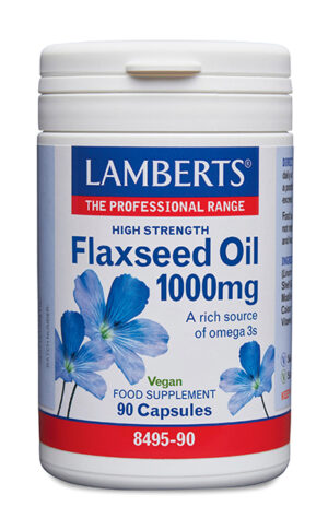 Aceite de Semillas de Lino 1000 mg rico en Omega 3 Lamberts