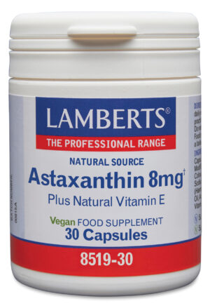 Astaxantina Lamberts 8 mg con vitamina E natural 30 cápsulas