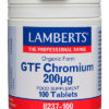 Cromo GTF Lamberts 200 mcg como picolinato 100 tabletas Cromo GTF Lamberts 200 mcg como picolinato 100 tabletas