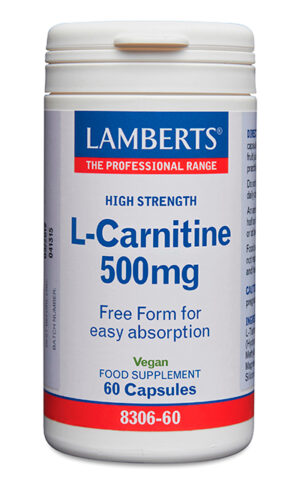 L-Carnitina Lamberts 500 mg en forma libre 60 cápsulas