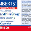 Astaxantina Lamberts 8 mg con vitamina E natural 30 cápsulas detalle de la etiqueta Astaxantina Lamberts 8 mg con vitamina E natural 30 cápsulas detalle de la etiqueta