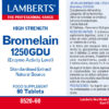 Bromelina Lamberts 1250 GDU 60 tabletas detalle de la etiqueta Bromelina Lamberts 1250 GDU 60 tabletas detalle de la etiqueta