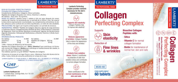 Colágeno Verisol Lamberts Complex 60 tabletas detalle de la etiqueta