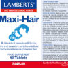 Maxi-Hair Lamberts con Biotina, Selenio y Zinc 60 tabletas detalle de la etiqueta