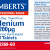 Selenio 200 mcg L-Selenometionina Lamberts 60 tabletas detalle de la etiqueta