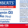 Vitamina D3 400 UI Lamberts 10 mcg detalle de la etiqueta Vitamina D3 400 UI Lamberts 10 mcg detalle de la etiqueta