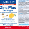 Zinc Plus Lamberts masticable con vitamina C y propóleo detalle de la etiqueta Zinc Plus Lamberts masticable con vitamina C y propóleo detalle de la etiqueta