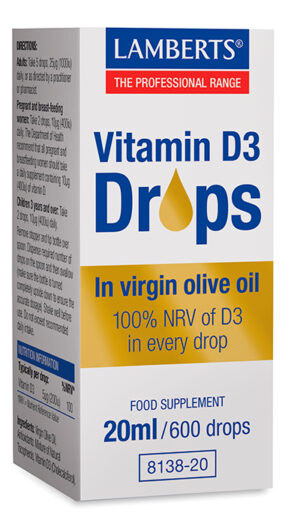 Vitamina D3 líquida Lamberts 20 ml (600 gotas) Vitamina D3 líquida Lamberts 20 ml (600 gotas)
