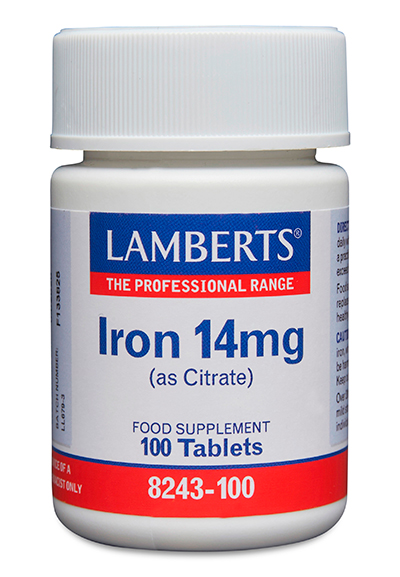 Hierro Lamberts 14 mg como citrato 100 tabletas