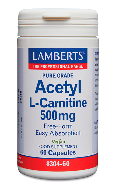 Acetil L-Carnitina Lamberts 500 mg 60 cápsulas
