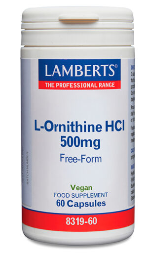 L-Ornitina HCl 500 mg Lamberts 60 cápsulas