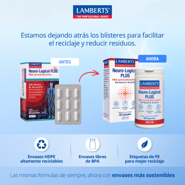 Neuro-Logical Plus Lamberts 400 mg PEA 60 cápsulas detalle 2