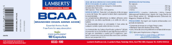 BCAA Lamberts aminoácidos ramificados 180 cápsulas BCAA Lamberts aminoácidos ramificados 180 cápsulas