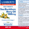 Aceite de espino amarillo 1000 mg Lamberts 30 cápsulas detalle de la etiqueta