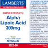 Ácido alfa lipoico 300 mg Lamberts 90 tabletas detalle de la etiqueta Ácido alfa lipoico 300 mg Lamberts 90 tabletas detalle de la etiqueta