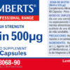 Biotina Lamberts 500 mcg 90 cápsulas detalle de la etiqueta