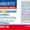 Menopause Complex Lamberts 30 tabletas detalle de la etiqueta
