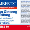 Ginseng coreano 1200 mg Lamberts 60 tabletas detalle de la etiqueta Ginseng coreano 1200 mg Lamberts 60 tabletas detalle de la etiqueta