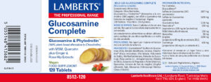 Glucosamina Completa Lamberts 120 tabletas detalle de la etiqueta