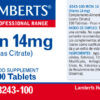 Hierro Lamberts 14 mg como citrato 100 tabletas detalle de la etiqueta