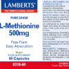 L-Metionina Lamberts 500 mg 60 cápsulas detalle de la etiqueta L-Metionina Lamberts 500 mg 60 cápsulas detalle de la etiqueta