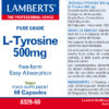 L-Tirosina Lamberts 500 mg 60 cápsulas detalle de la etiqueta