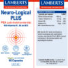 Neuro-Logical Plus Lamberts 400 mg PEA 60 cápsulas detalle de la etiqueta