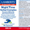 Night Time Herbal Complex Lamberts 60 cápsulas detalle de la etiqueta