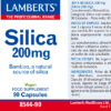 Silicio Lamberts 90 cápsulas detalle de la etiqueta Silicio Lamberts 90 cápsulas detalle de la etiqueta