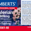 Valeriana Lamberts 1600 mg 60 tabletas detalle de la etiqueta Valeriana Lamberts 1600 mg 60 tabletas detalle de la etiqueta