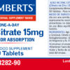 Citrato de zinc Lamberts, 15 mg de zinc por tableta, 90 tabletas detalle de la etiqueta Citrato de zinc Lamberts, 15 mg de zinc por tableta, 90 tabletas detalle de la etiqueta
