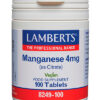 Citrato de manganeso Lamberts, 4 mg de manganeso por tableta, 100 tabletas