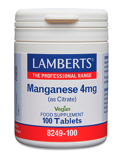 Citrato de manganeso Lamberts, 4 mg de manganeso por tableta, 100 tabletas
