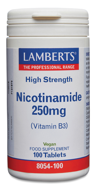 Niacina Lamberts 250 mg como nicotinamida 100 tabletas