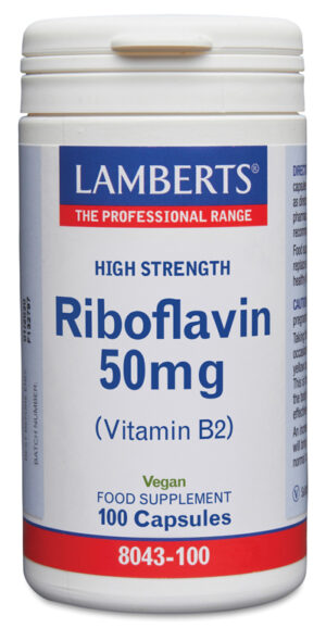 Vitamina B2 Riboflavina 50 mg Lamberts 100 cápsulas