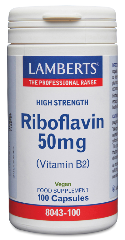 Vitamina B2 Riboflavina 50 mg Lamberts 100 cápsulas Vitamina B2 Riboflavina 50 mg Lamberts 100 cápsulas