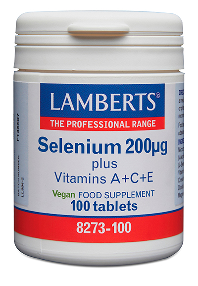 Selenio Lamberts 200 mcg con vitaminas A, C y E 100 tabletas