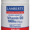 Vitamina D3 1000 UI Lamberts 120 cápsulas