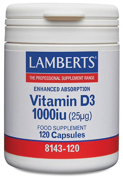 Vitamina D3 1000 UI Lamberts 120 cápsulas