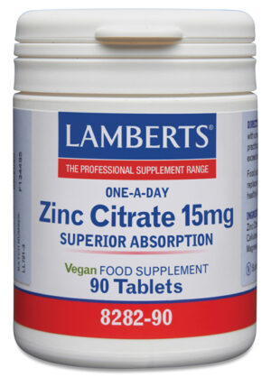 Citrato de zinc Lamberts, 15 mg de zinc por tableta, 90 tabletas